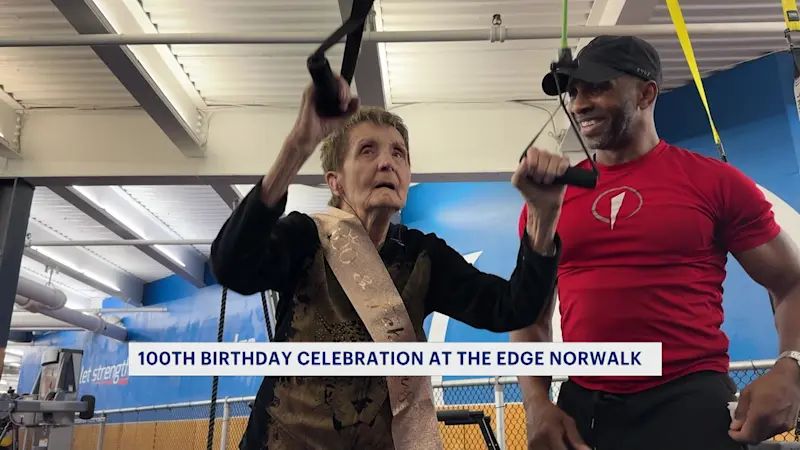 Story image: 'Couldn't be happier.' Norwalk fitness enthusiast celebrates 100th birthday