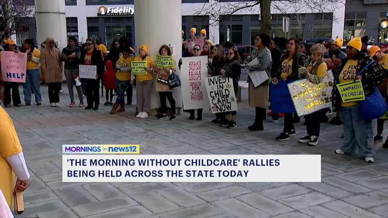 Story image: Child care workers and parents rally across Connecticut for increased public funding