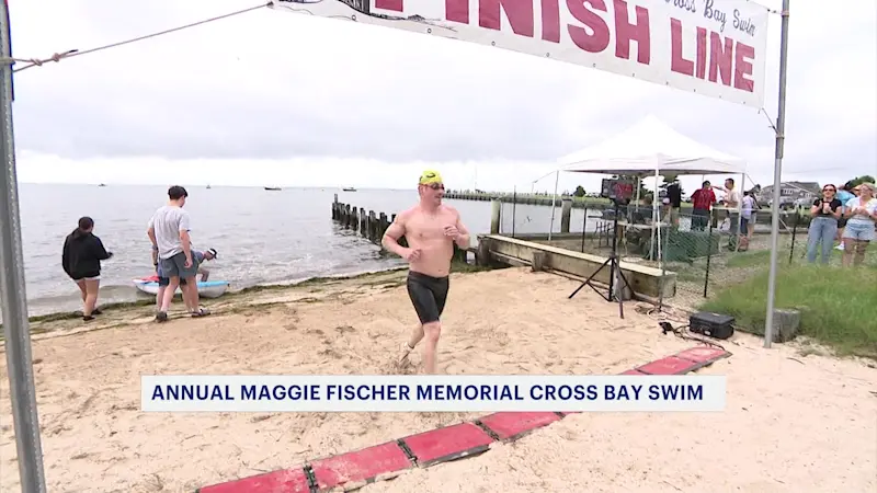 Story image: Swimmers hit the water for annual Maggie Fischer Memorial Cross Bay Swim  