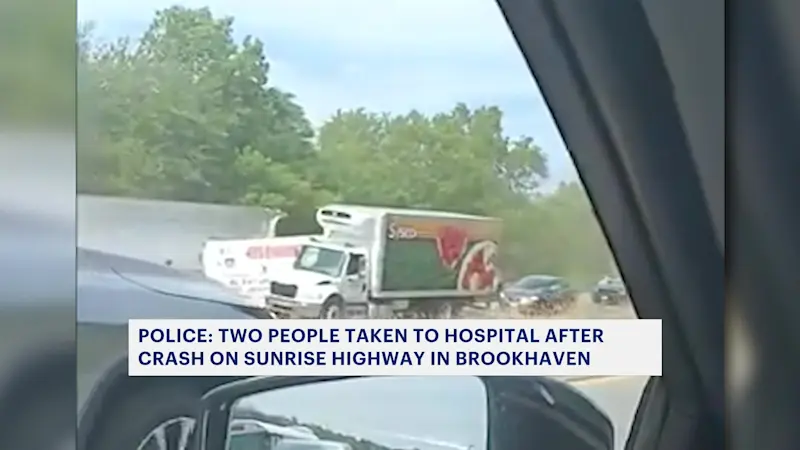 Story image: 2 suffer minor injuries in 2-vehicle crash on Sunrise Highway in Brookhaven