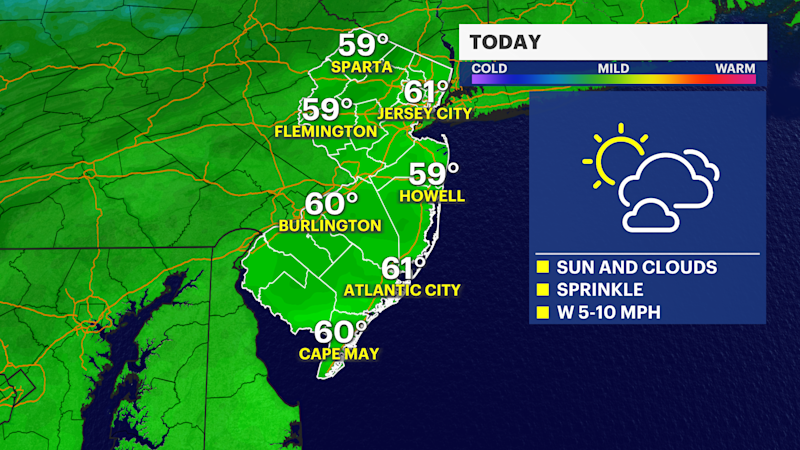 Story image: Frosty morning followed by sunshine and cool temperatures in New Jersey