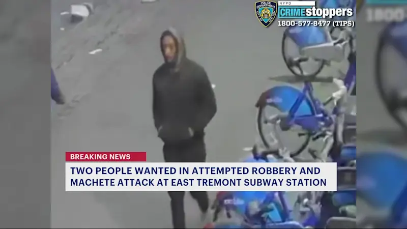 Story image: 2 men on the run following machete attack in West Farms subway