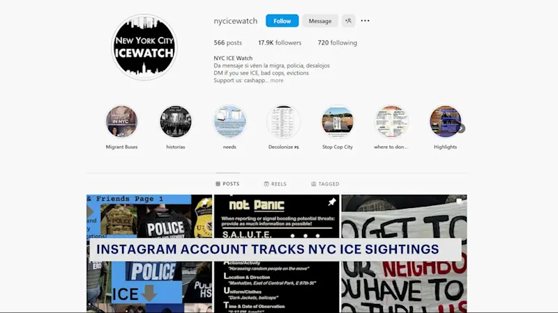 Story image: Instagram account tracks ICE sightings in New York City