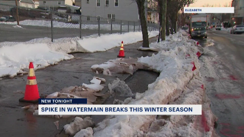 Story image: Water main breaks surge across New Jersey during winter freeze