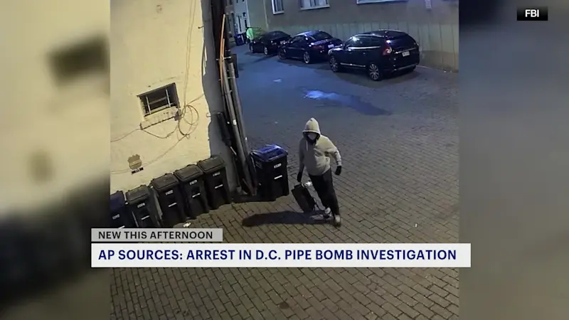 Story image: FBI makes arrest in investigation into pipe bombs placed in DC on eve of Jan. 6 riot, AP source says