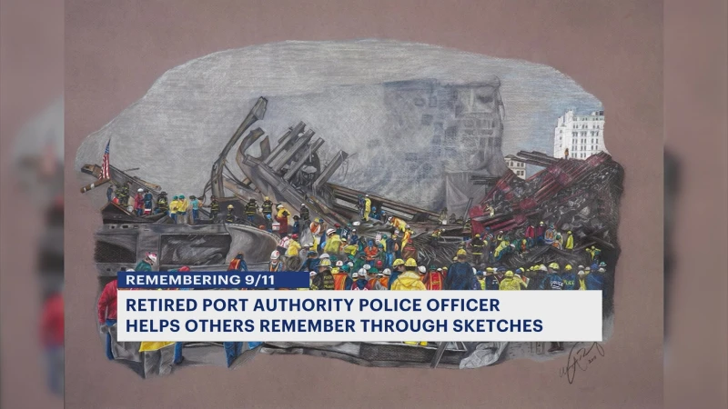 Story image: Former Port Authority officer uses artwork to honor those killed in Sept. 11 attacks