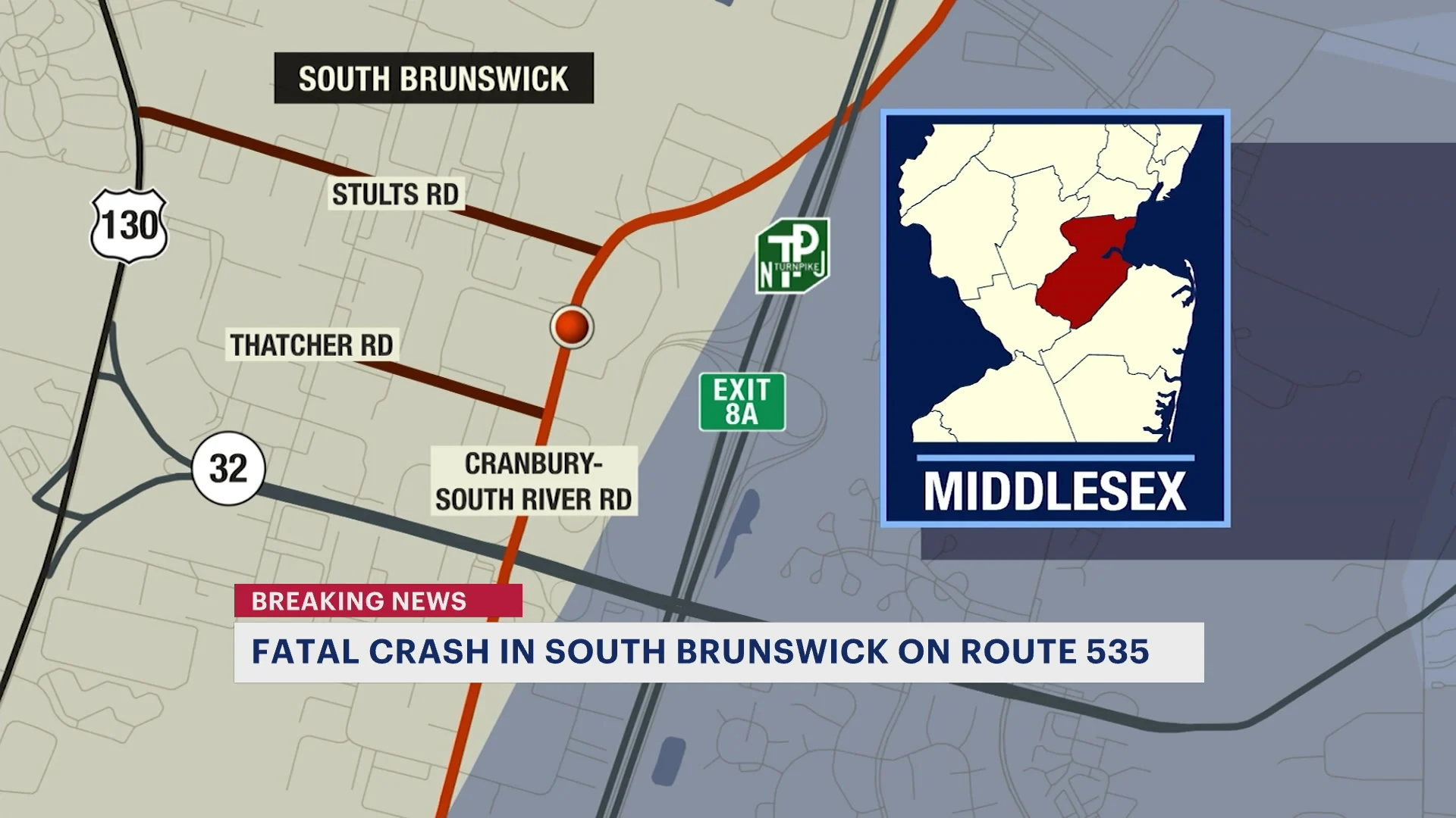 Police: 1 person killed in car crash on Route 535 in South Brunswick