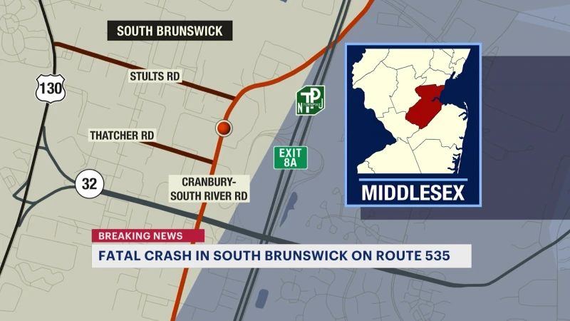 Story image: Police: 1 person killed in car crash on Route 535 in South Brunswick
