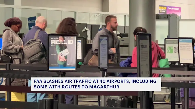 Story image: Travelers anxious as airlines slash flights at 40 airports amid government shutdown