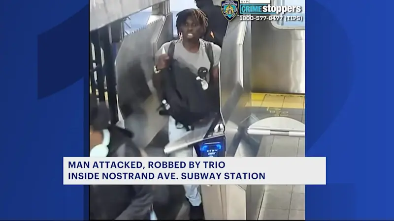 Story image: Three sought for beating, robbing man aboard 2 train in Flatbush
