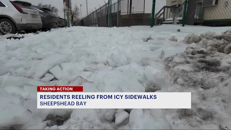 Story image: Sheepshead Bay residents say snow-covered sidewalks pose safety risk