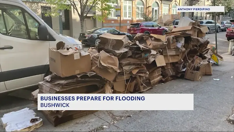 Story image: Businesses on Knickerbocker Avenue in Bushwick brace for flooding ahead of nor'easter