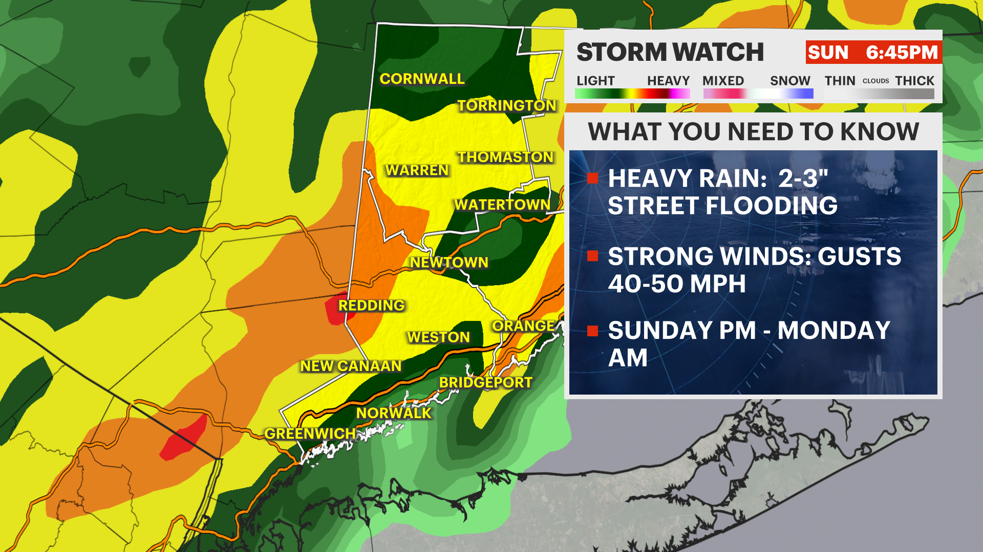 Storm Watch: Heavy downpours, strong winds Sunday; power outages possible