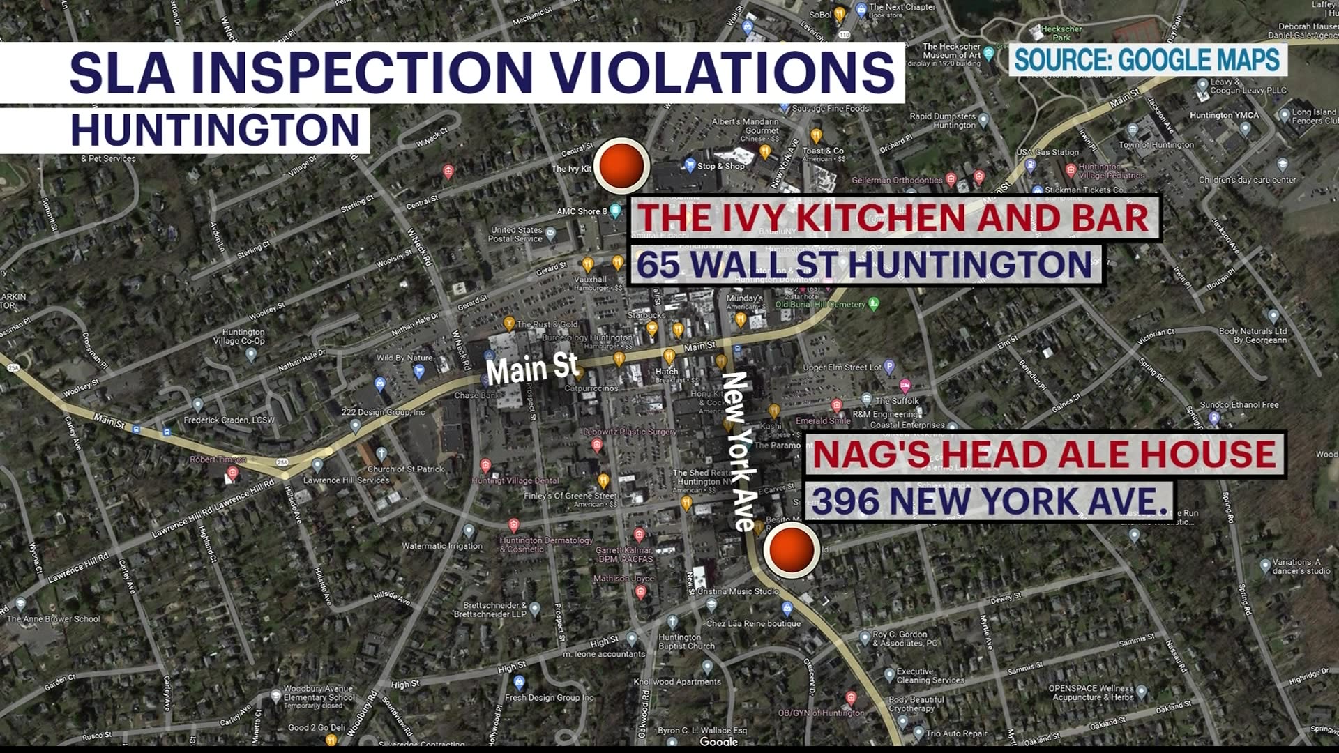 Police 2 Huntington restaurants cited for New York State Liquor