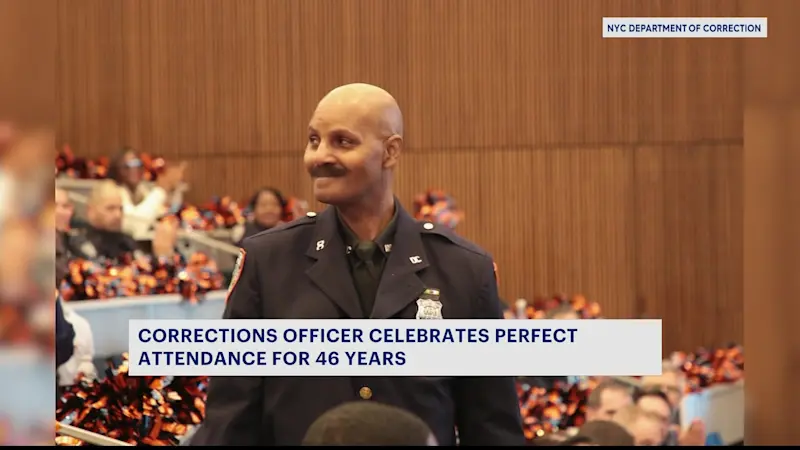 Story image: NYC Department of Correction officer celebrates perfect attendance