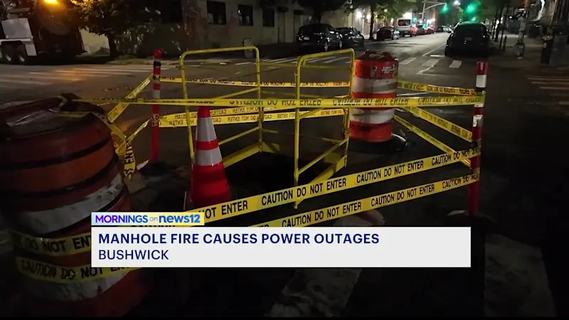 Story image: Con Ed crews still on scene after manhole fire in Bushwick