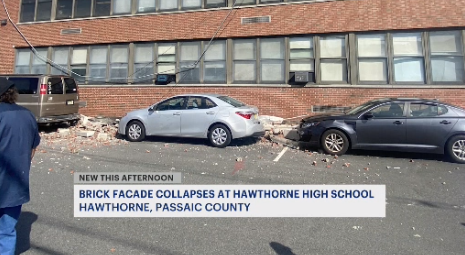 Part of brick façade collapses at Hawthorne High School