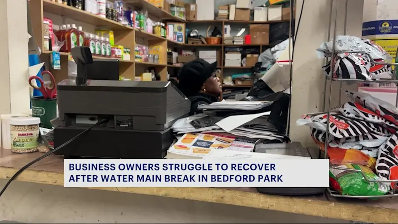 Story image: Business owners struggle to recover after Bedford Park water main break