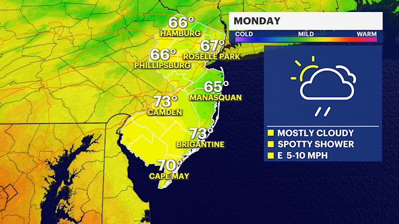 Story image: Rain chances overnight into Monday morning in New Jersey