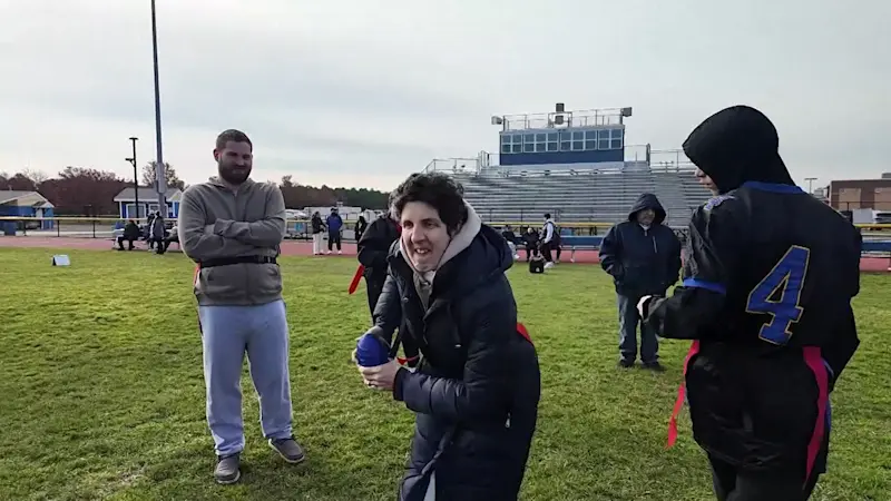 Story image: Flag football game features ARC of Ocean County members coached by Manchester Hawks players