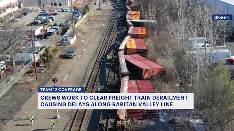 Story image: 20 Conrail freight train cars derail in Union Township, causing service delays