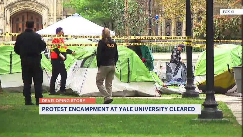 Story image: New Haven police take down Yale students' encampment amid pro-Palestinian protests
