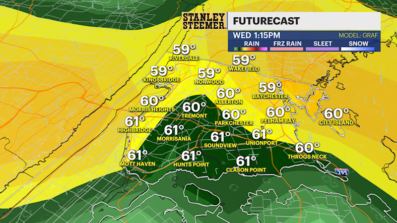 Story image: Rain overnight into Wednesday morning in The Bronx