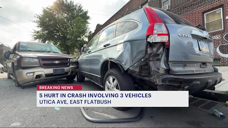 Story image: FDNY: 5 injured in East Flatbush crash that damaged parked cars