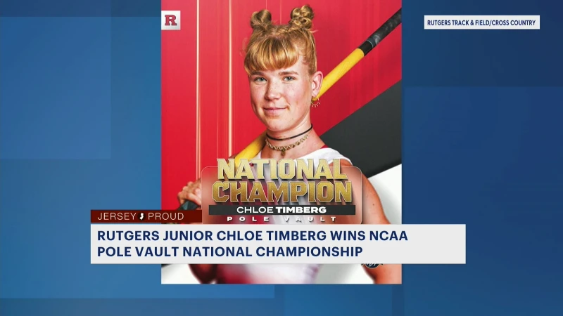Story image: Jersey Proud: Rutgers Track and Field star Timberg wins NCAA title in pole vault
