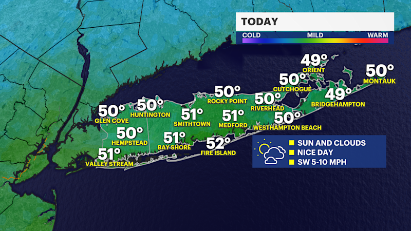 Story image: Sunny, brisk Monday on Long Island; showers loom before of Thanksgiving Day