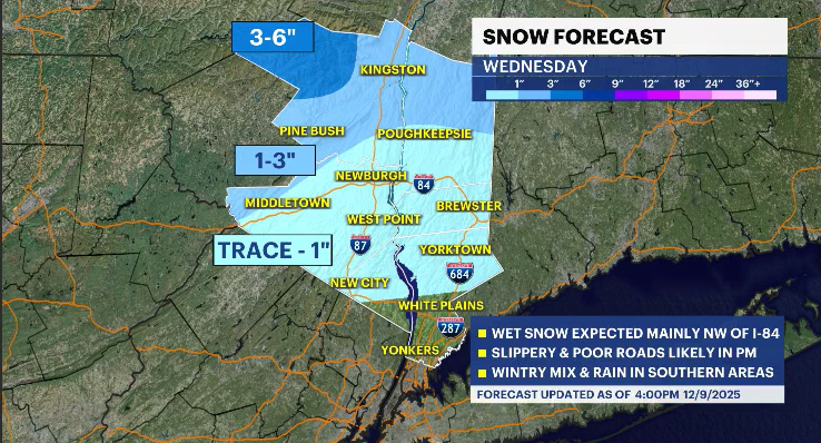 Story image: Storm Watch: Wintry mix targets Wednesday evening commute