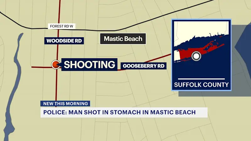 Story image: Police: Man shot in stomach in Mastic Beach