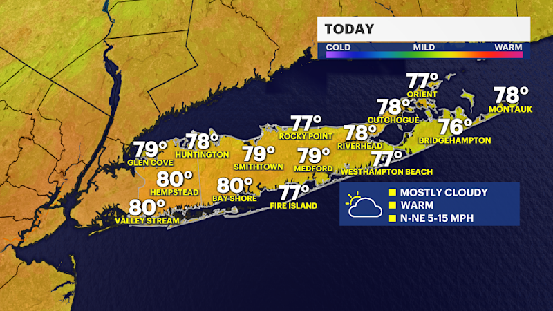Story image: Highs near 80 today; cooler weather returns Wednesday