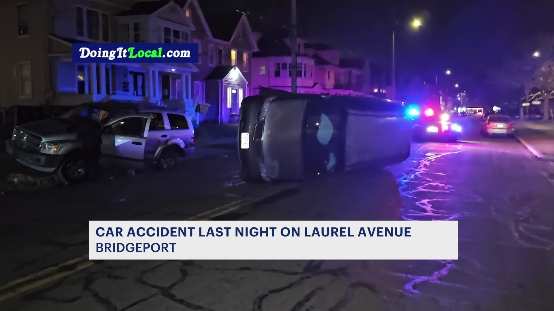 Police car rolled over on Laurel Avenue after striking a parked car