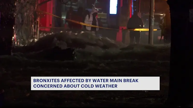 Story image: Families impacted by water main break in Bedford Park concerned as cold temperatures drop