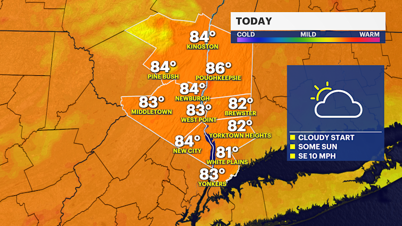 Story image: Cloudy Sunday in the Hudson Valley followed by storms returning during the week