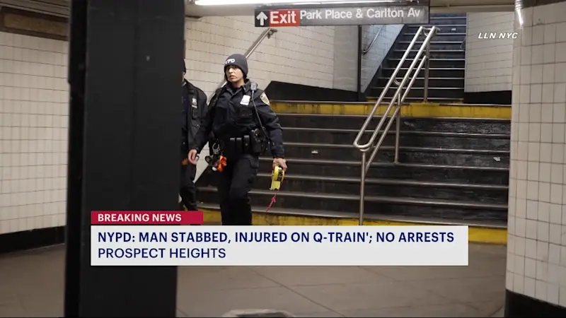 Story image: Police: Man stabbed on Q train in Prospect Heights; no arrests made