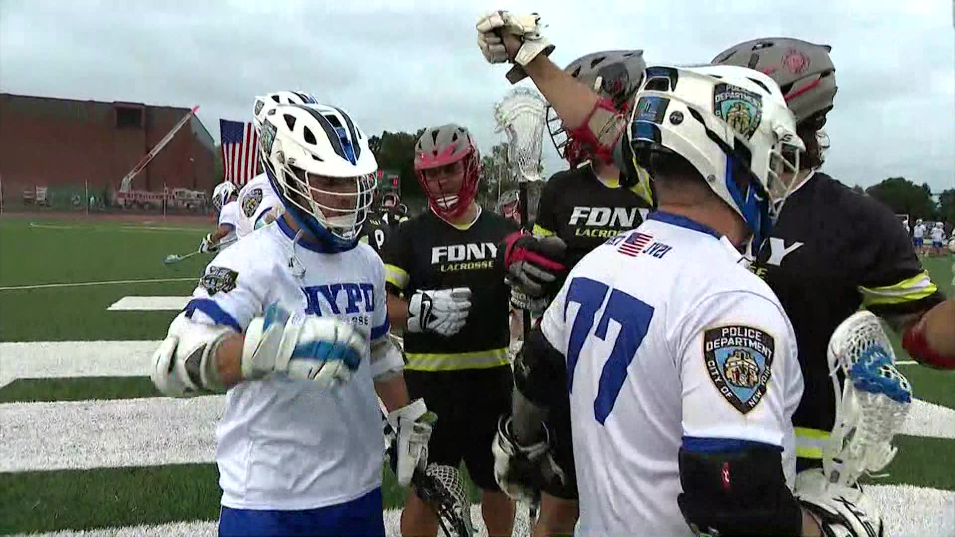 NYPD and FDNY face off in lacrosse game at Farmingdale State College