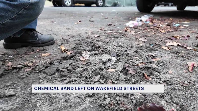Story image: Chemical sand left on street in Wakefield 