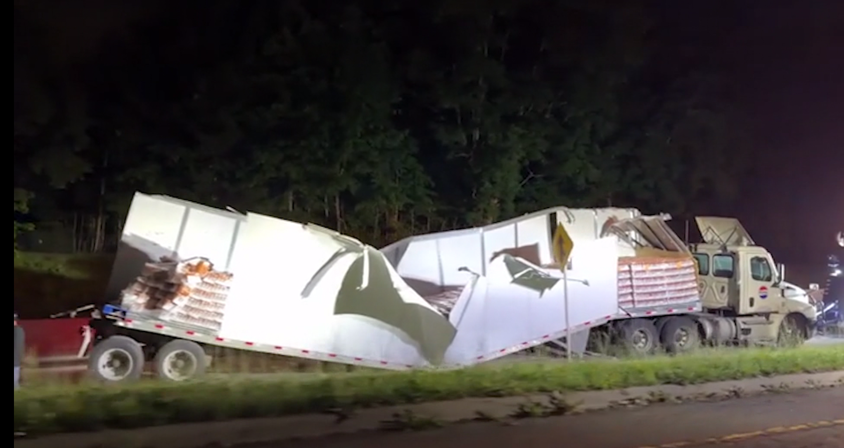 Truck Hits OVerpass on Hutch