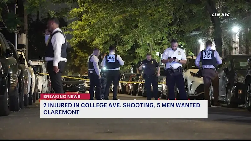 Story image: NYPD: 2 injured in Claremont shooting, 5 men wanted