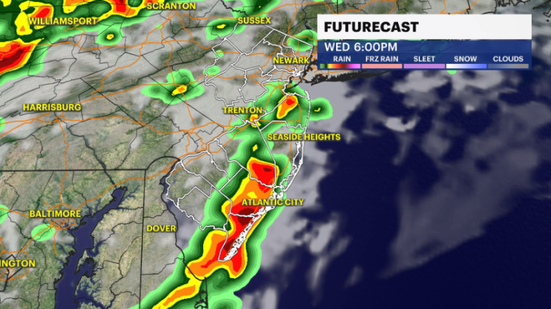 Story image: STORM WATCH: Tracking a line of strong storms headed toward NJ for Wednesday