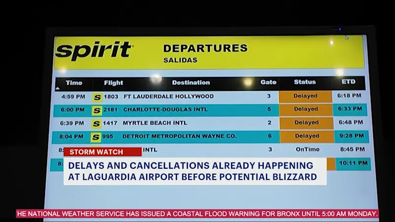 Story image: Flight delays already mounting at LaGuardia as potential blizzard approaches