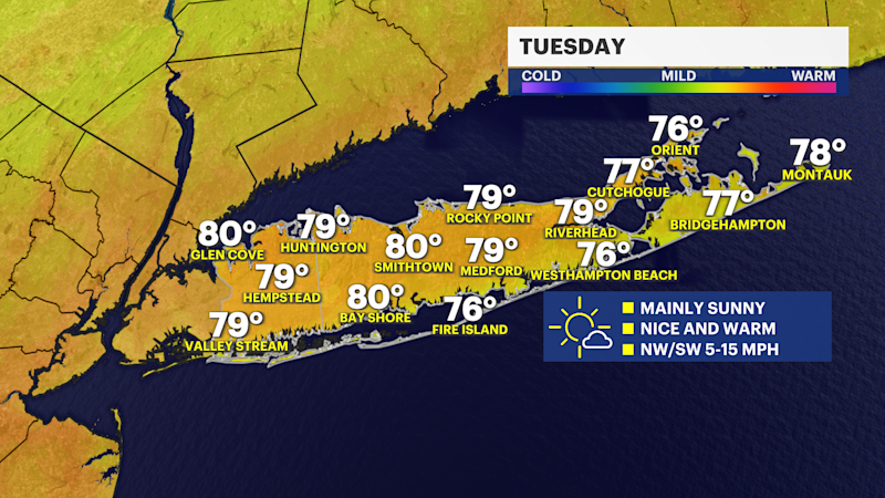 Story image: Pleasant Tuesday with low humidity on Long Island
