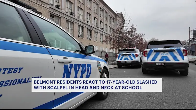 Story image: 2 14-year-olds accused of slashing teen inside Belmont school