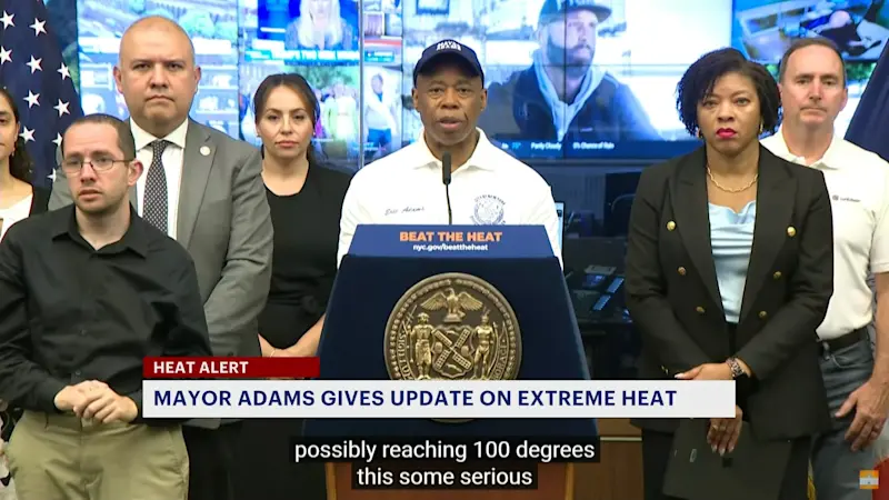 Story image: Mayor Adams urges New Yorkers to take advantage of city resources to stay safe from extreme heat