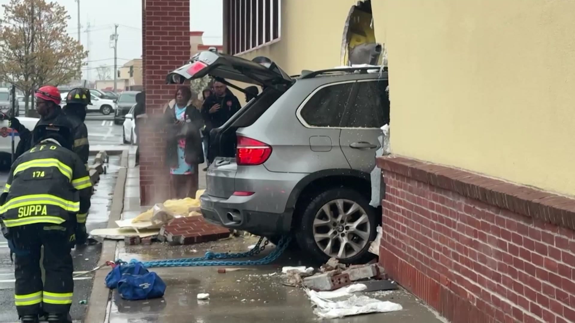 Car crashes into Elmont CVS causing severe building damage 