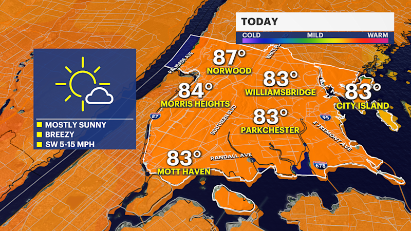 Story image: Warm and breezy today before showers return in The Bronx