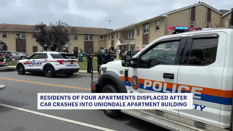 Story image: Officials: Residents displaced after car crashes into Uniondale housing complex