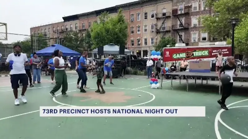 Story image: Ocean Hill residents celebrate National Night Out, highlighting NYPD partnership